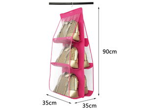 6-Compartment Practical Closet Bag Rack/Organizer (Pink)