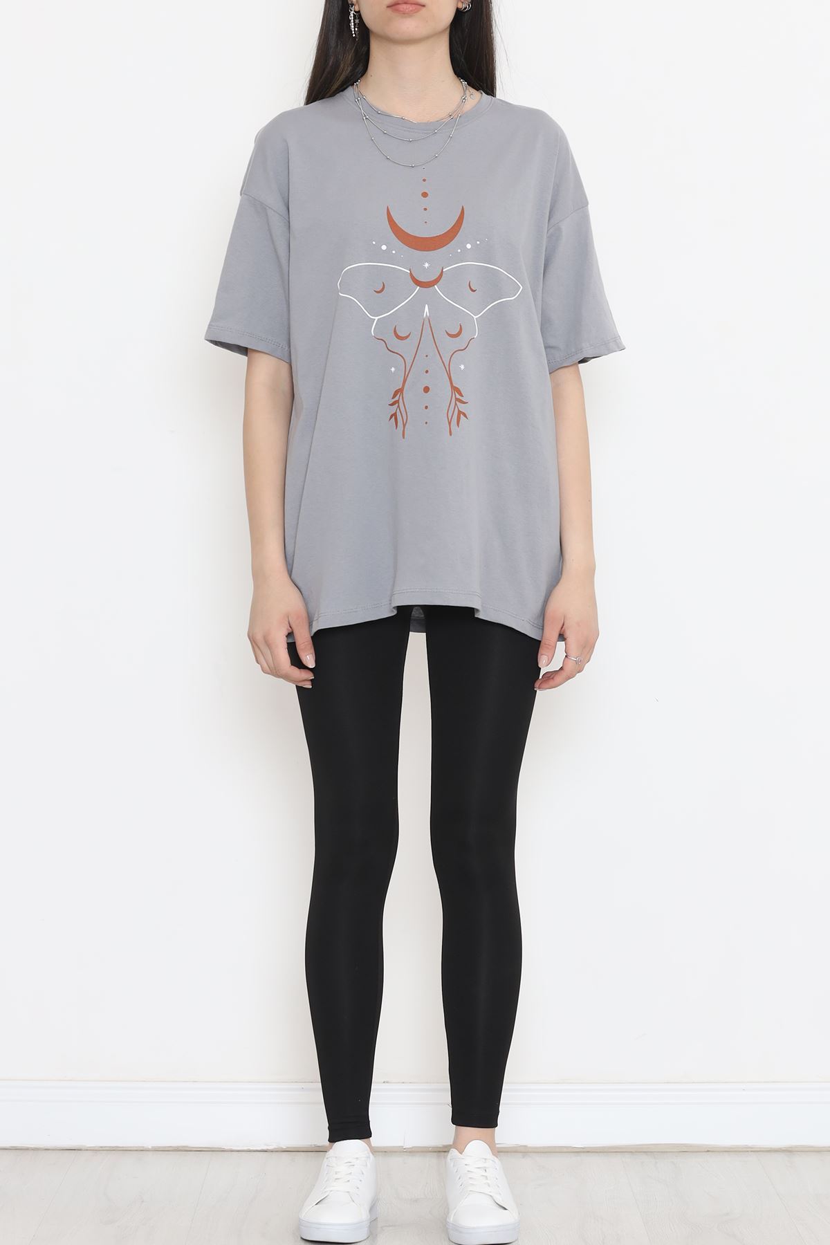 Printed Crew Neck T-Shirt Gray