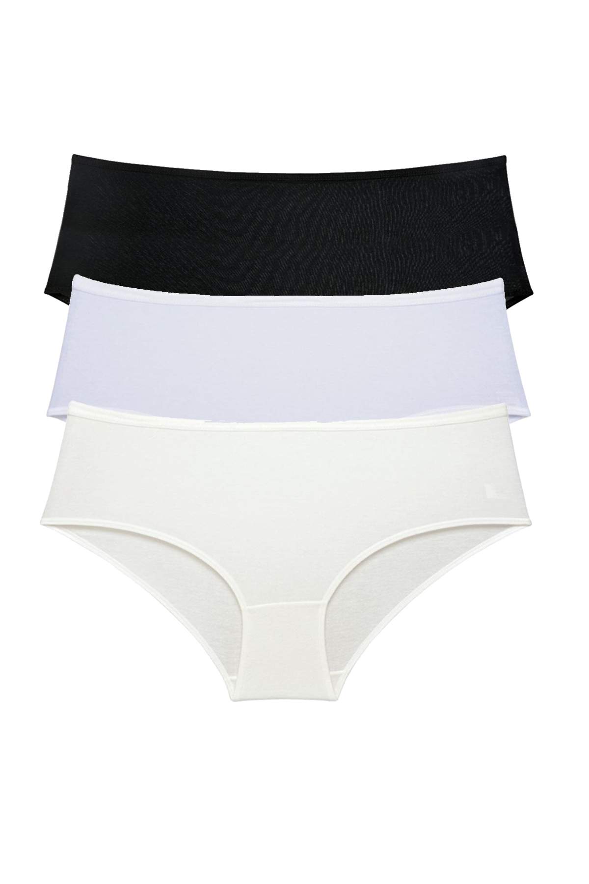 3Pcs Women High Waist Bato Panties Black White Cream