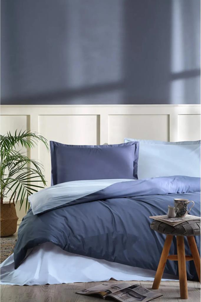 Özdilek Double Ranforce Duvet Cover Colourist Indigo Sky Blue