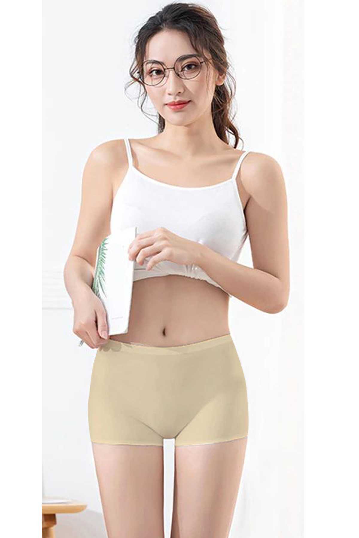 6Pcs Women Seamless Invisible Invisible No Trace Mini Shorts Boxers Black White Skin