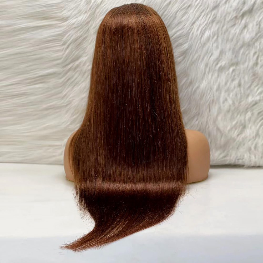 Straight Front Lace Real Hair Tulle Wig / Light Brown / 70/75cm