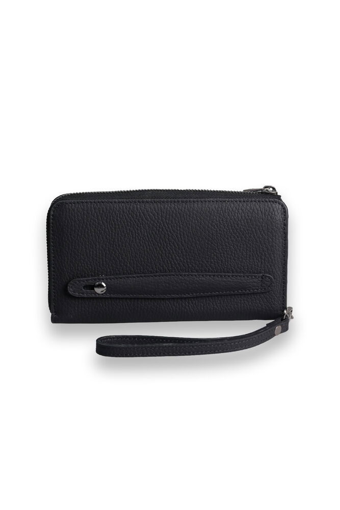 Matte Black - Red Multifunctional Genuine Leather Wallet and Handbag