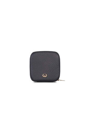 Black Zippered Leather Mini Accessory Bag