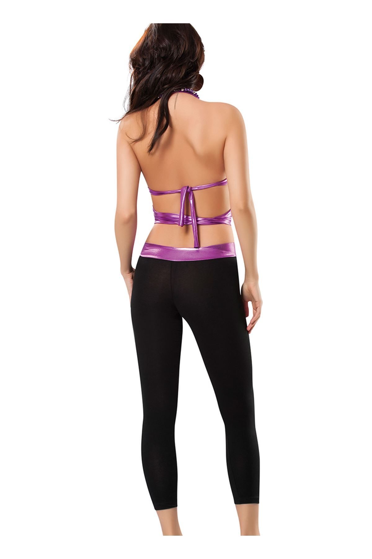 Purple Leather (Lame) Bustier & Leggings Nightdress