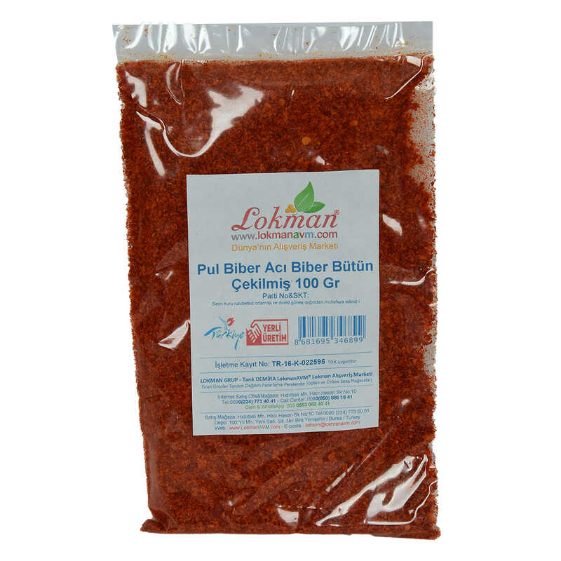 Chili Pepper Flakes Very Hot Pepper Poison Bitter Whole Pepper Ground 100 Gr Package