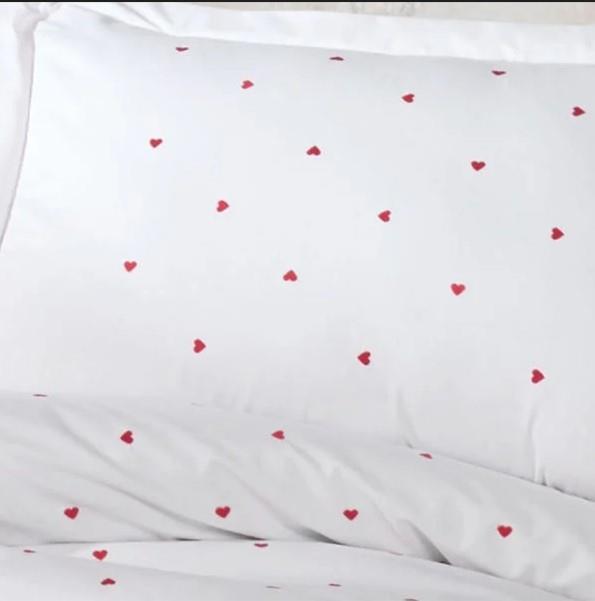 Double Poplin Premium Embroidered Duvet Cover Lubow White