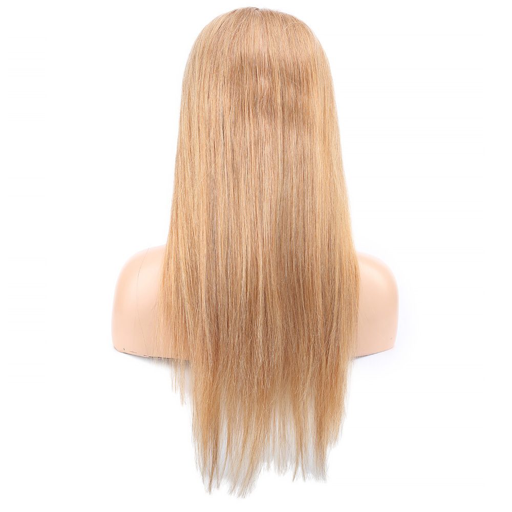 Straight Front Lace Real Hair Tulle Wig / Golden Caramel / 60/65cm