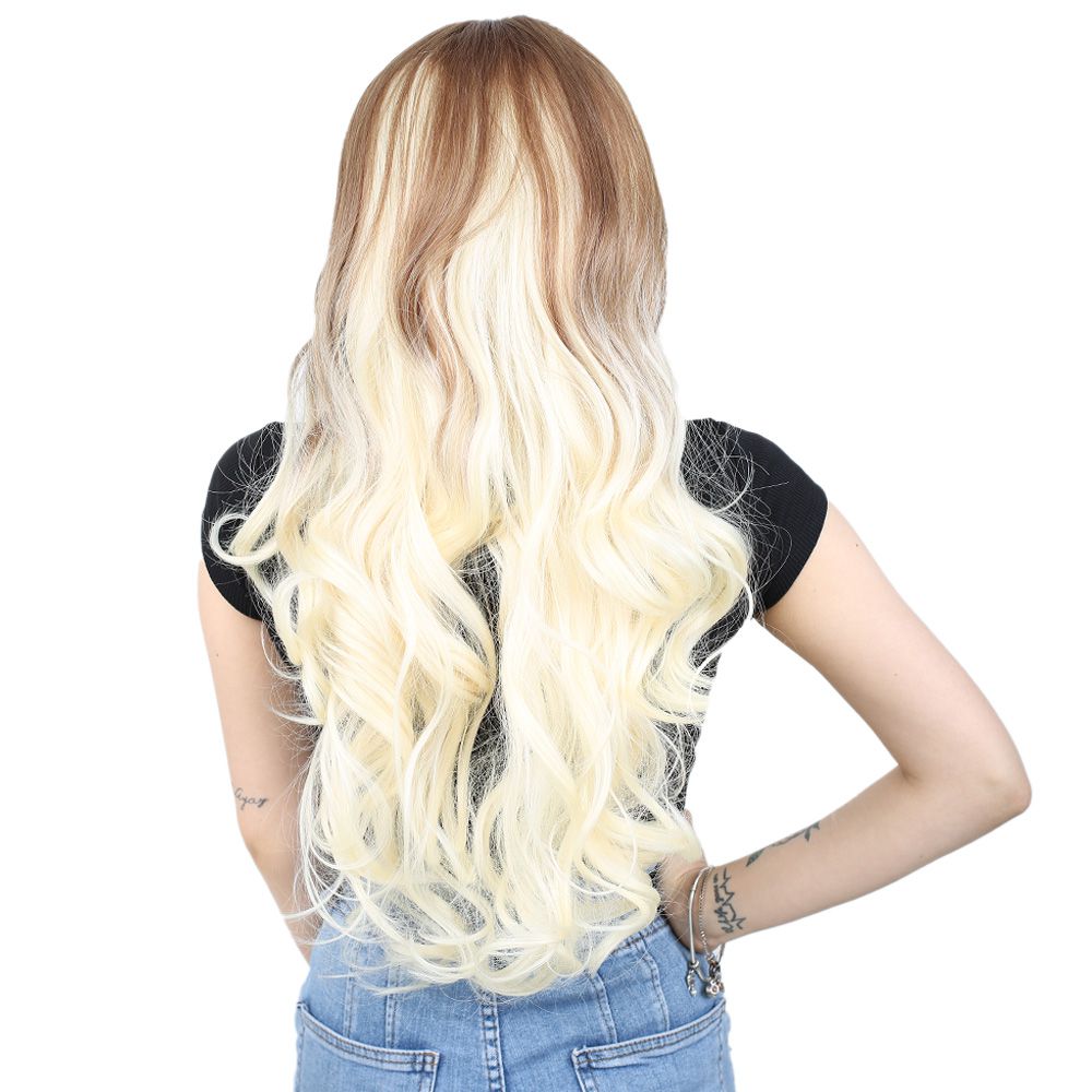 Super Dense Wavy Kanekalon Fiber Synthetic Long Bangs Wig / Balkan Hair / Platinum Ombré