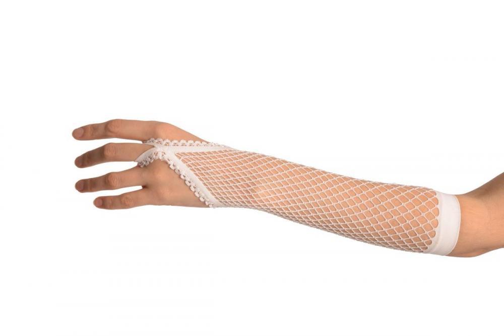 White Color Interlocking Mesh Knit Gloves 26 cm