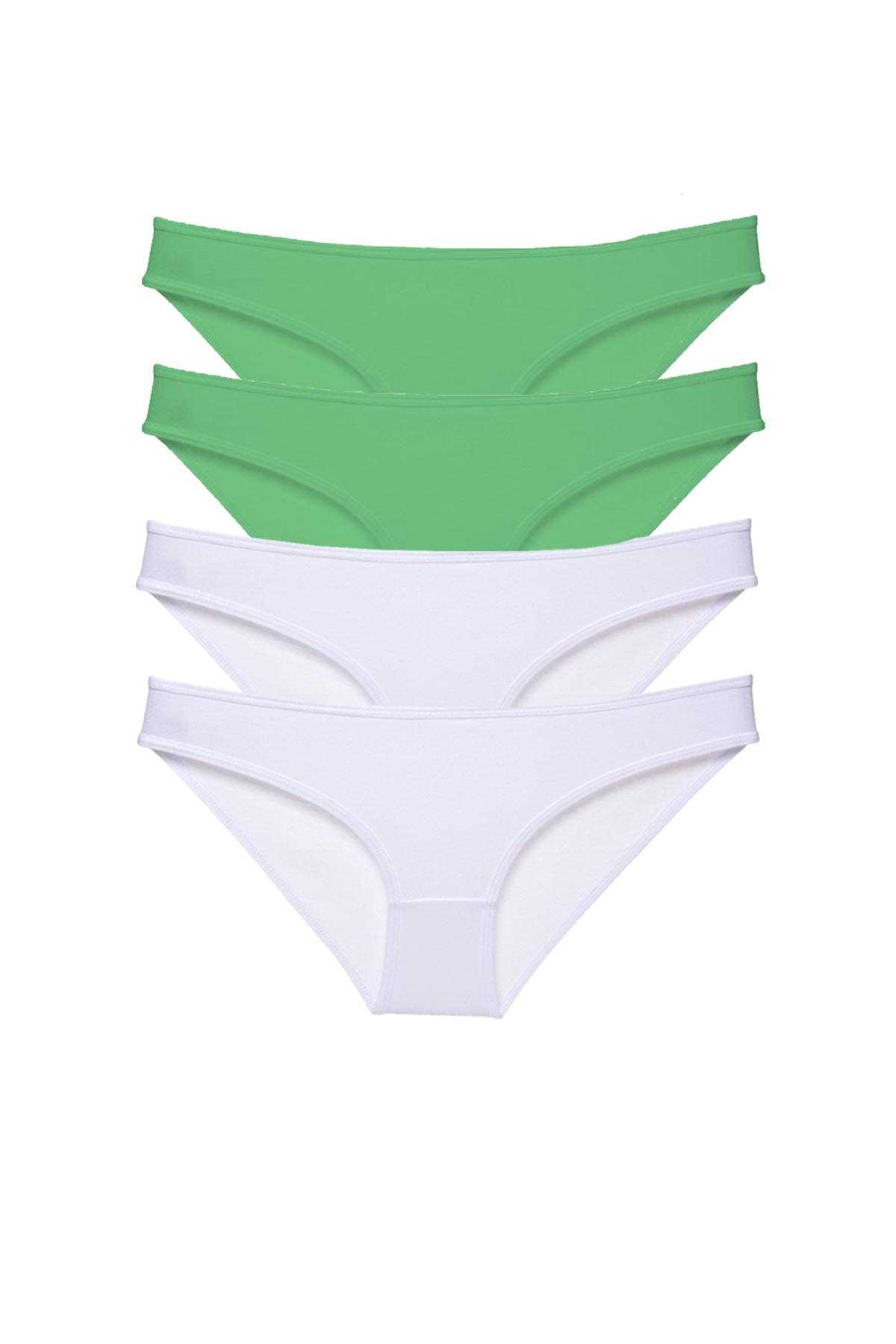 4pcs Eco Set Lycra Women Slip Panties Green White