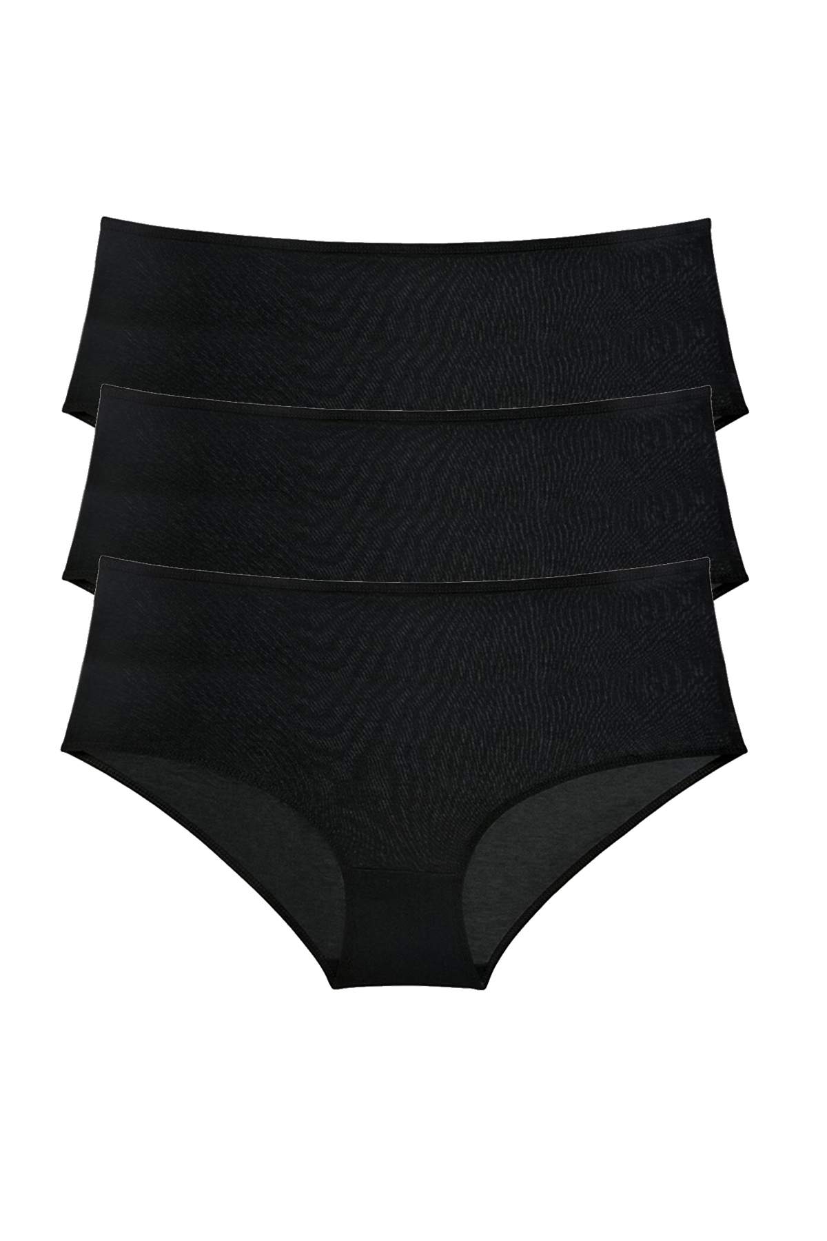 3 Pcs Women High Waist Bato Panties Black