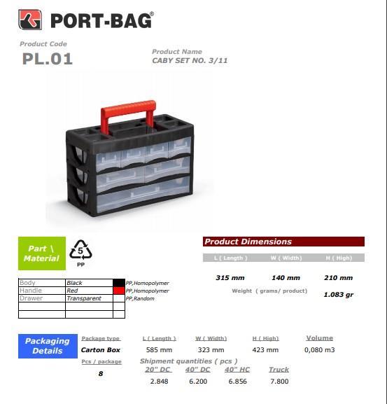 Portbag PL01 Caby 3/11 Drawer Set