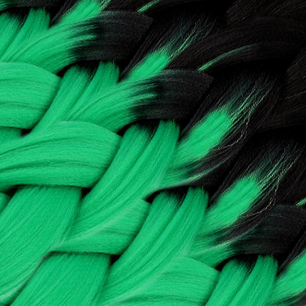 Afro Braiding Synthetic Color Transition Hair 100 Gr. / Black / Emerald Green