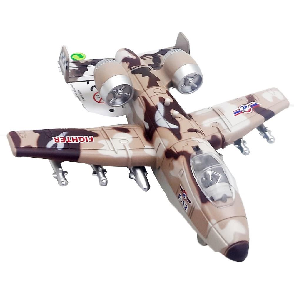 Pull Drop Lighted Sound Metal Fighter Airplane 16 Cm