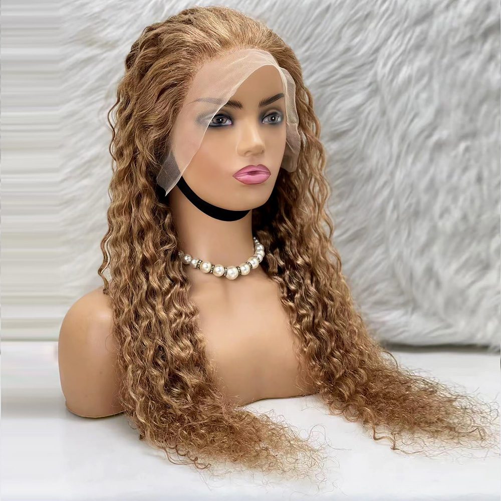 Afro Wave Real Hair Tulle Wig with Front Lace / Pumpkin / 70/75cm