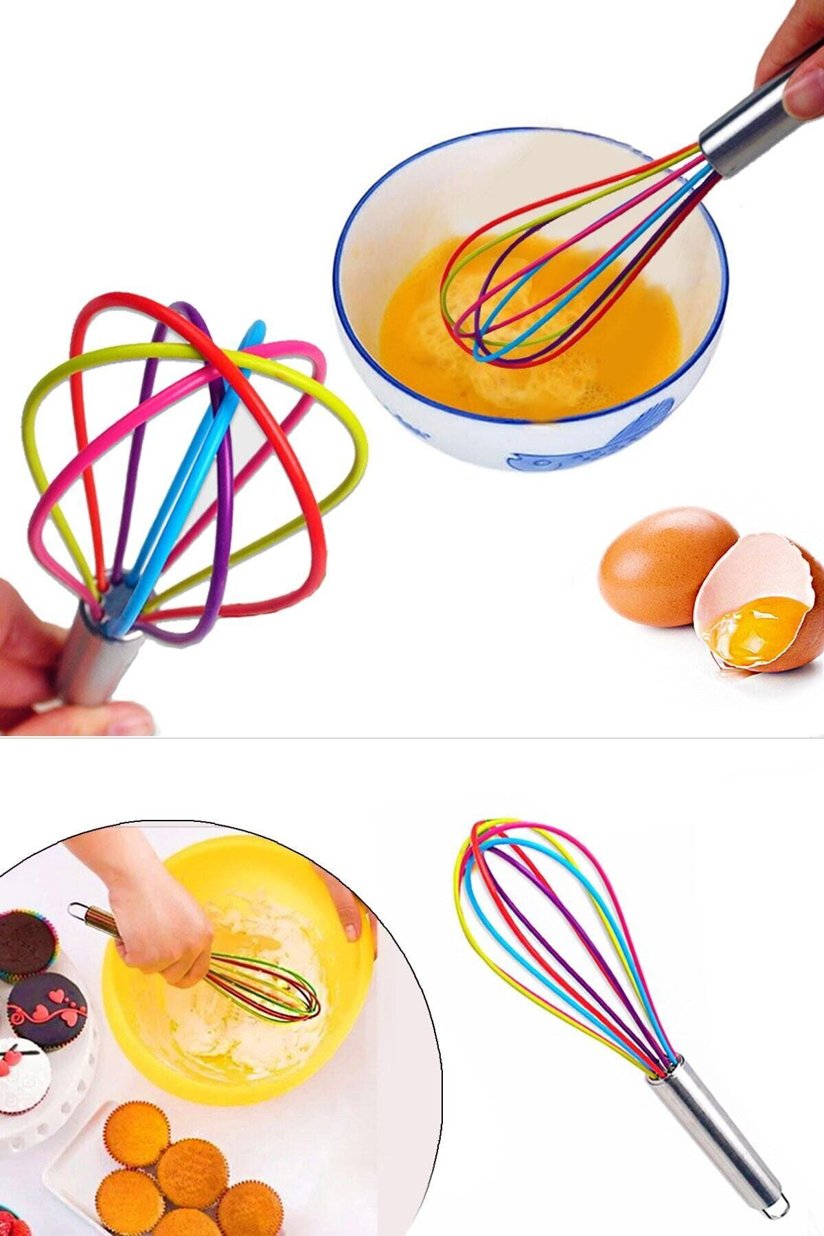 Silicone Whisk Colorful Whisk with Metal Handle