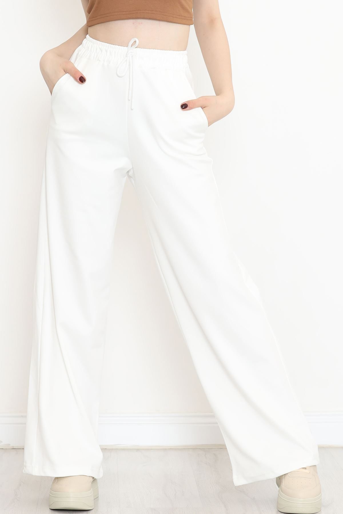 Palazzo Sweatpants White with Shirting