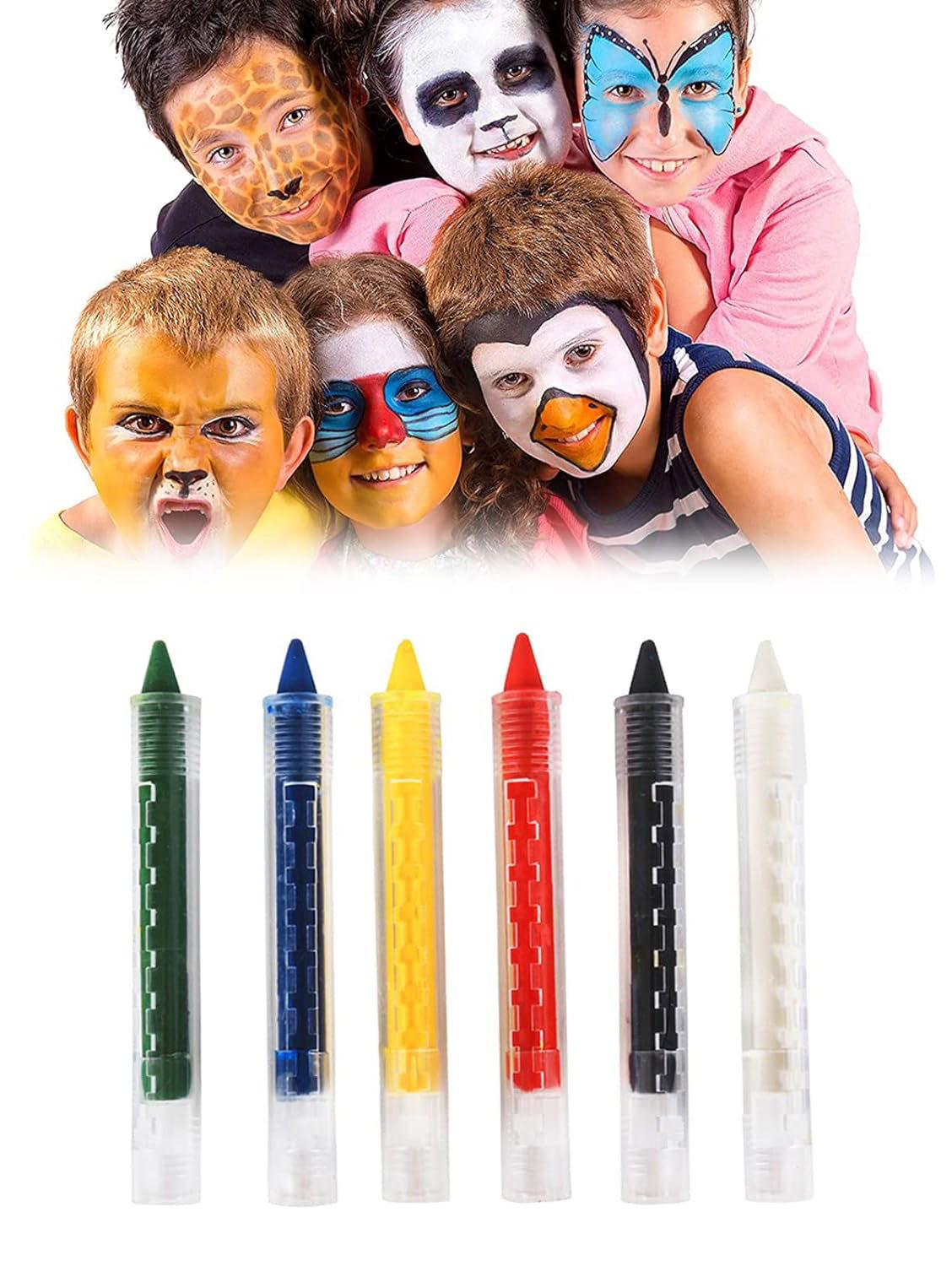 Clown Face Painting Set Makeup Coloring Set with Pen 6 Colors