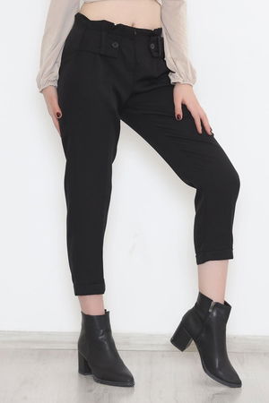 Belt Look Pants Black