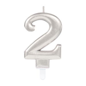 2 Digit Candle Silver Color