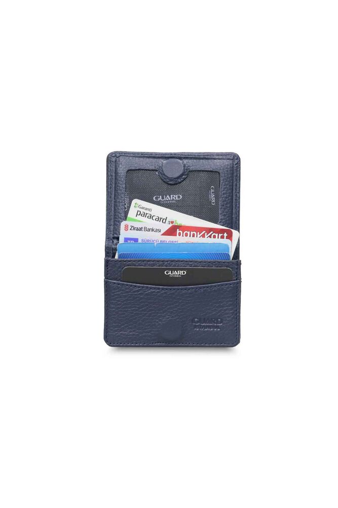 Small Size Navy Blue Leather Card Holder/Business Card Holder with Magnet