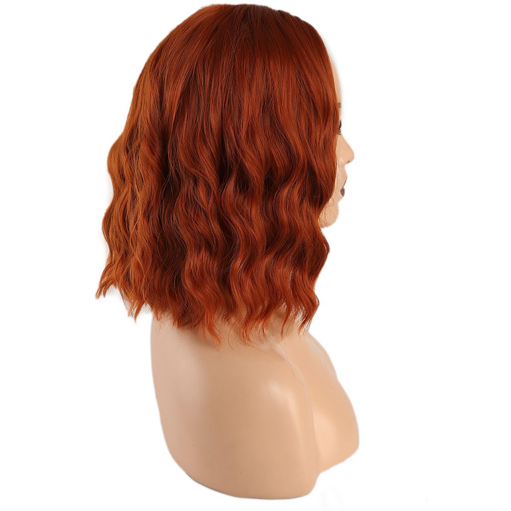 Kanekalon Fiber Synthetic Short Wavy Wig with Bangs / Copper