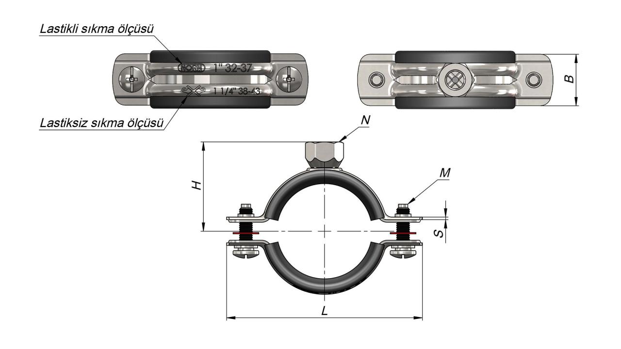 Pipe Clamp with Nut 1/2