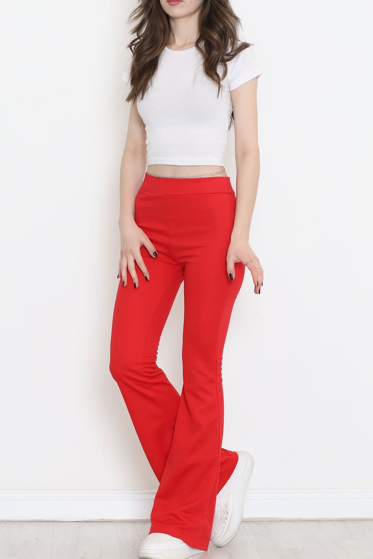 Flared Trousers Red