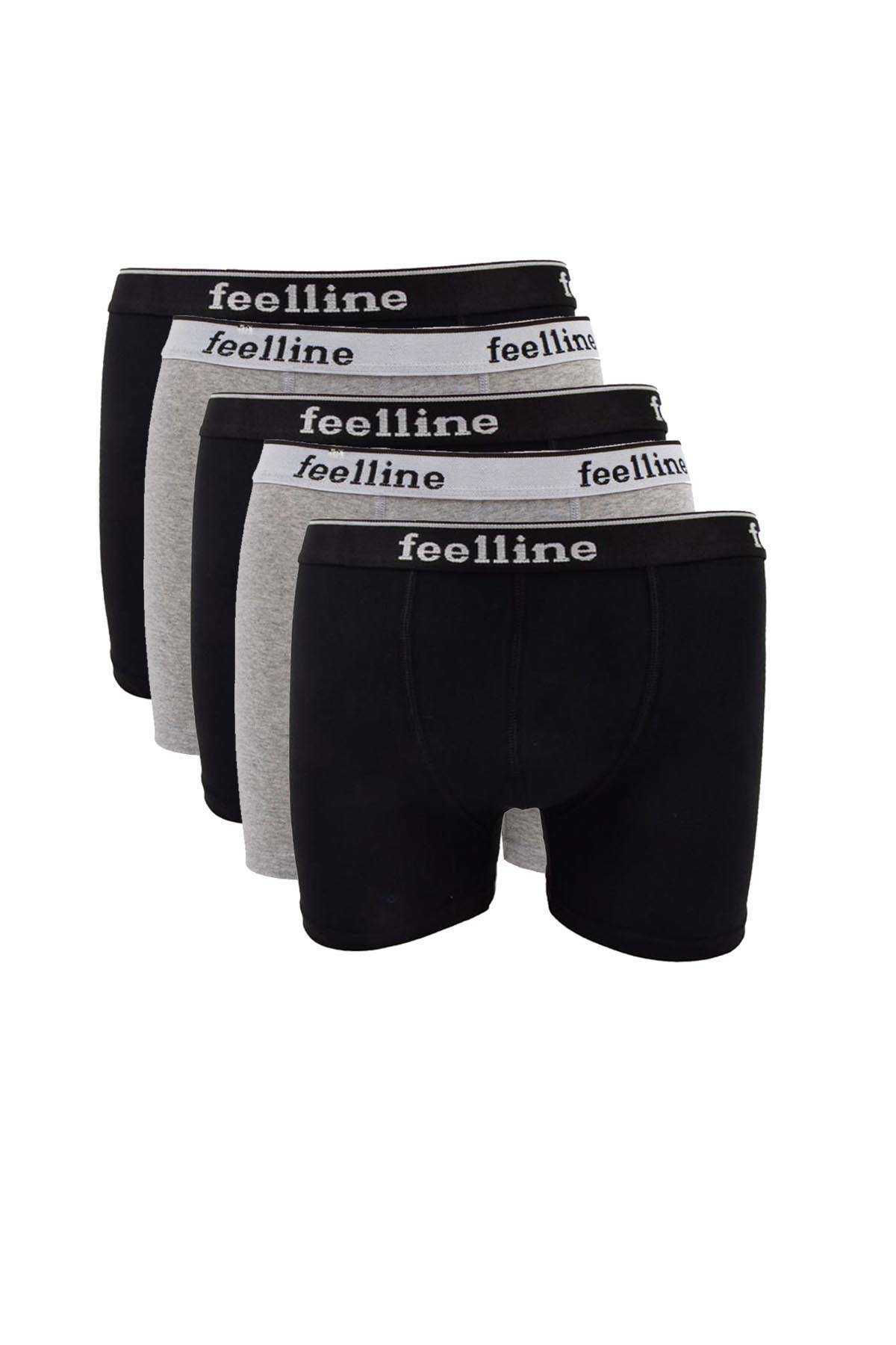 5 pcs Black and Gray Cotton Natural Lycra Men's Boxers