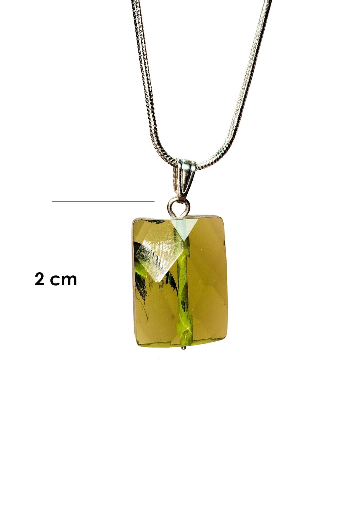 Moldavit Natural Stone Handmade Pendant with Chain: 2 cm Chain: 20 cm Boxed