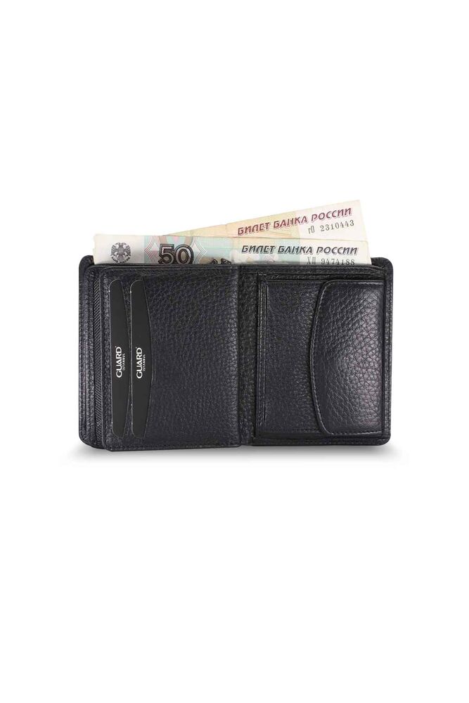 Black Men's Wallet with Medium Double Pisot and Coin Compartment