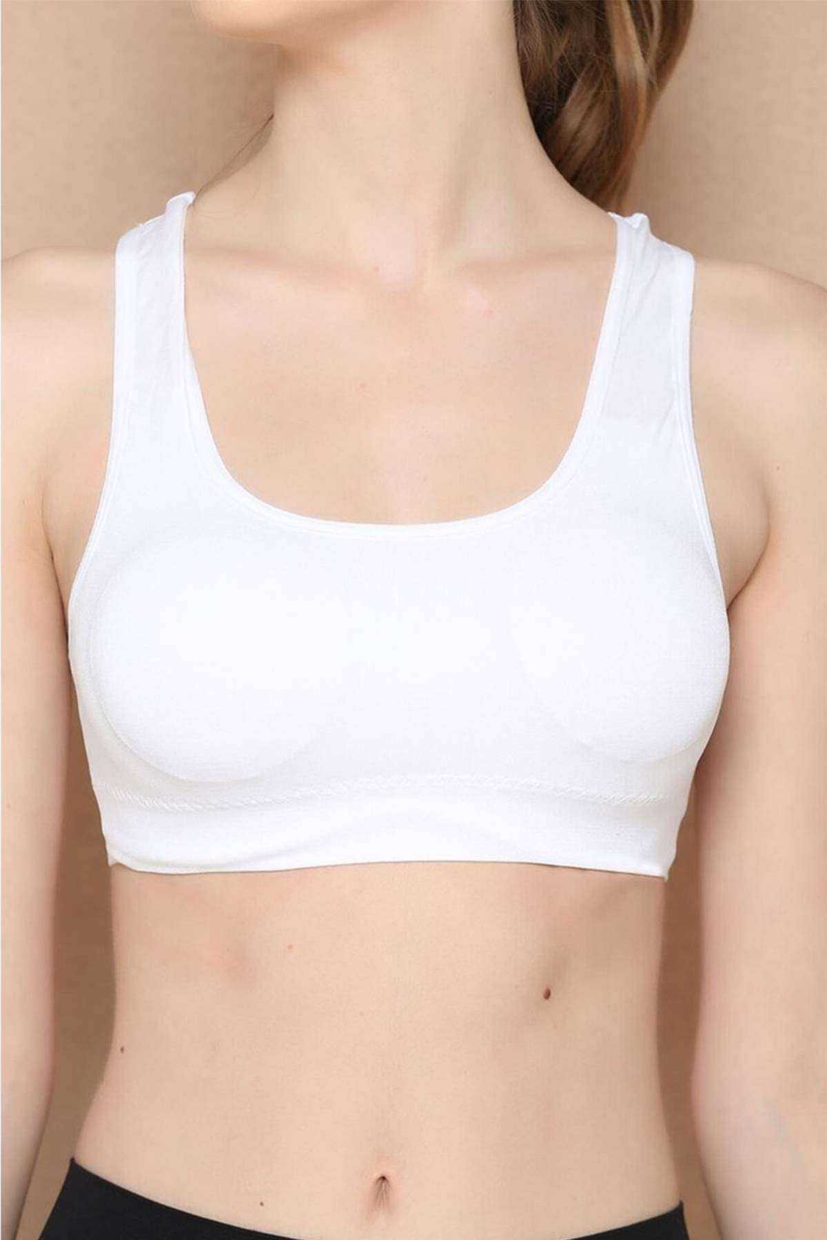 Elite Life Wide Straps Women's Supported Sports Bustier White Bra 777