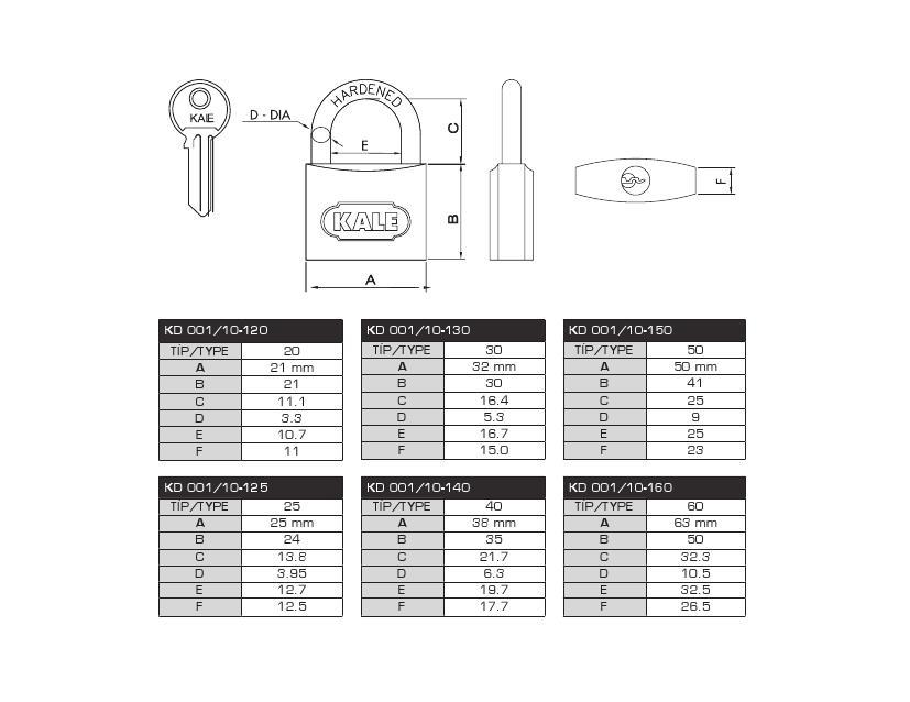 Kale 50 mm Gray Padlock KD-001/10-150