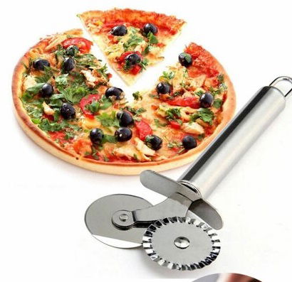 Double Head Metal Pizza Cutter and Dough Roulette