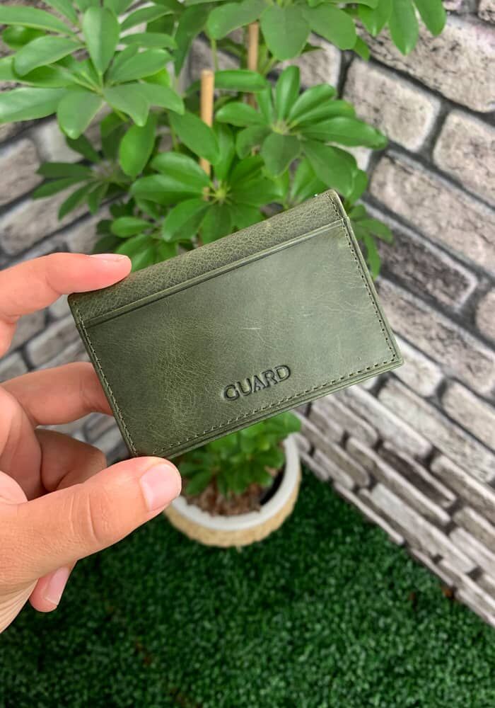 Antique Green Leather Card Holder