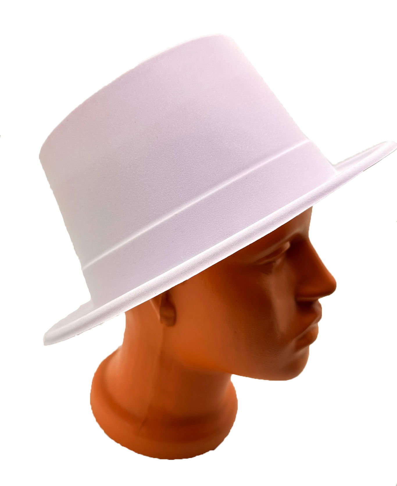 White Color Plastic Nubuck Velvet Flocking Trilby Hat 11 cm