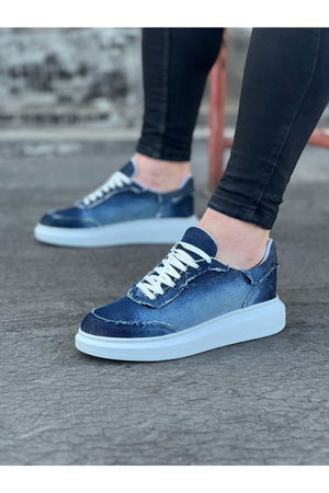 8 Dark Blue Denim Fabric Men's Casual Shoes