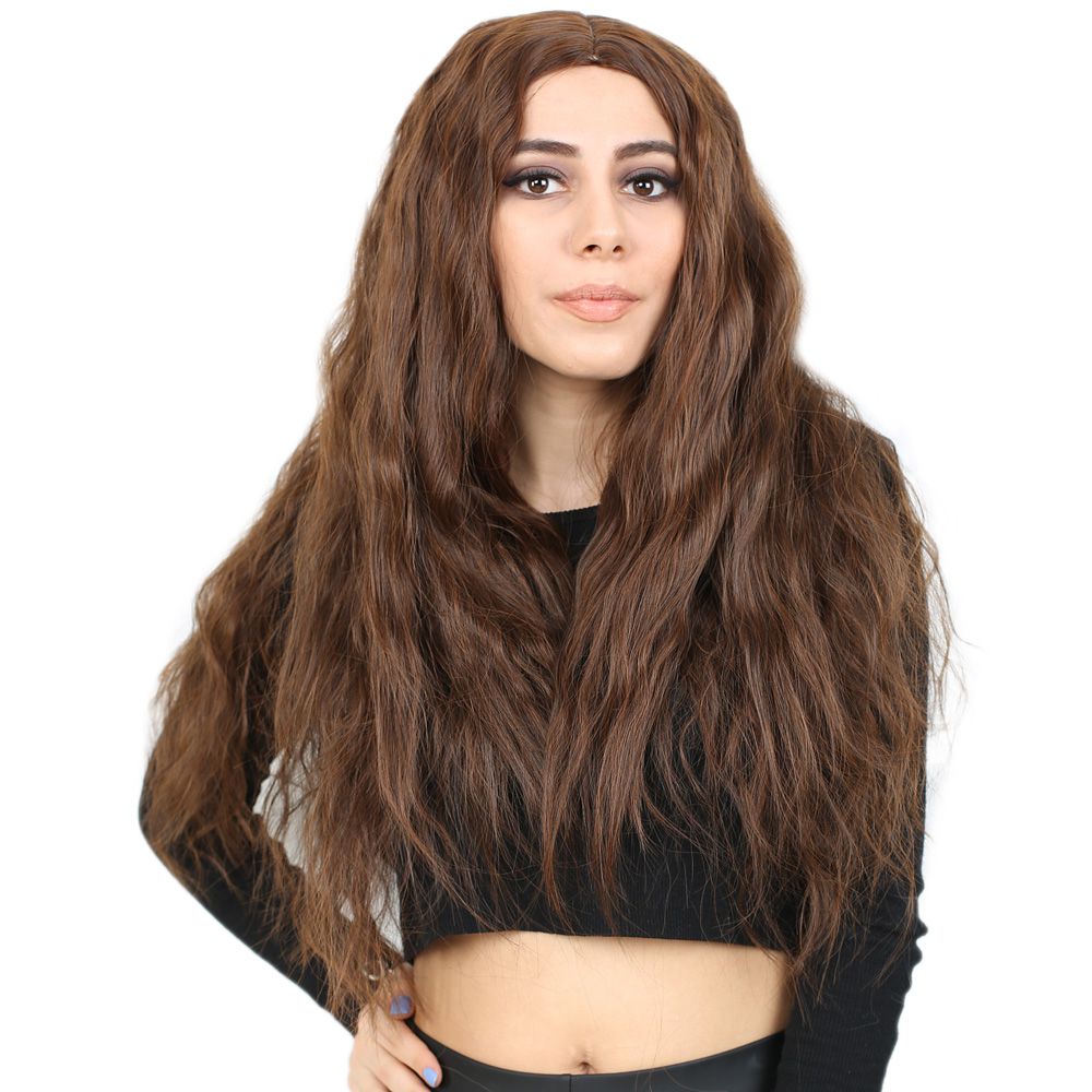 Fluffed Wavy Long Kanekalon Fiber Synthetic Wig / Coffee Caramel