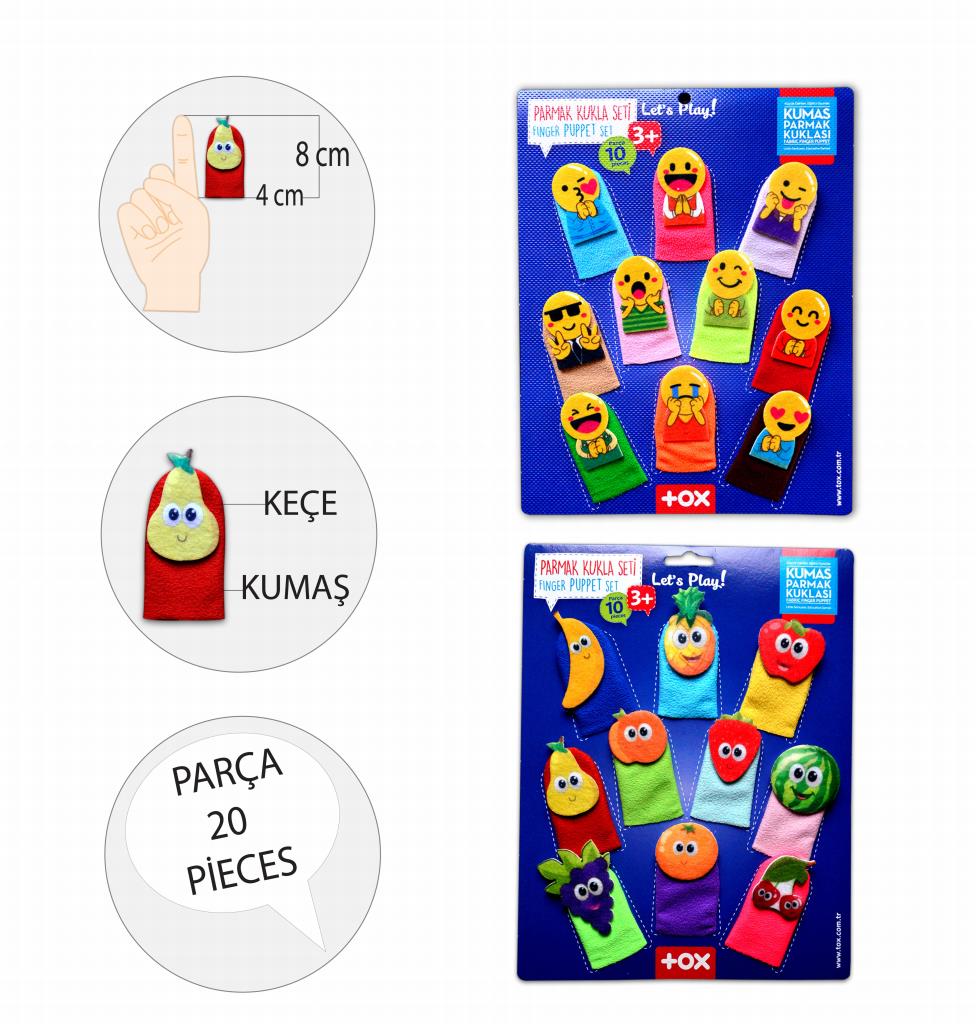 2 Sets - 20 Pieces Emojis and Fruits Finger Puppet