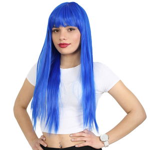 Kanekalon Fiber Synthetic Wig with Long Bangs / Dark Blue