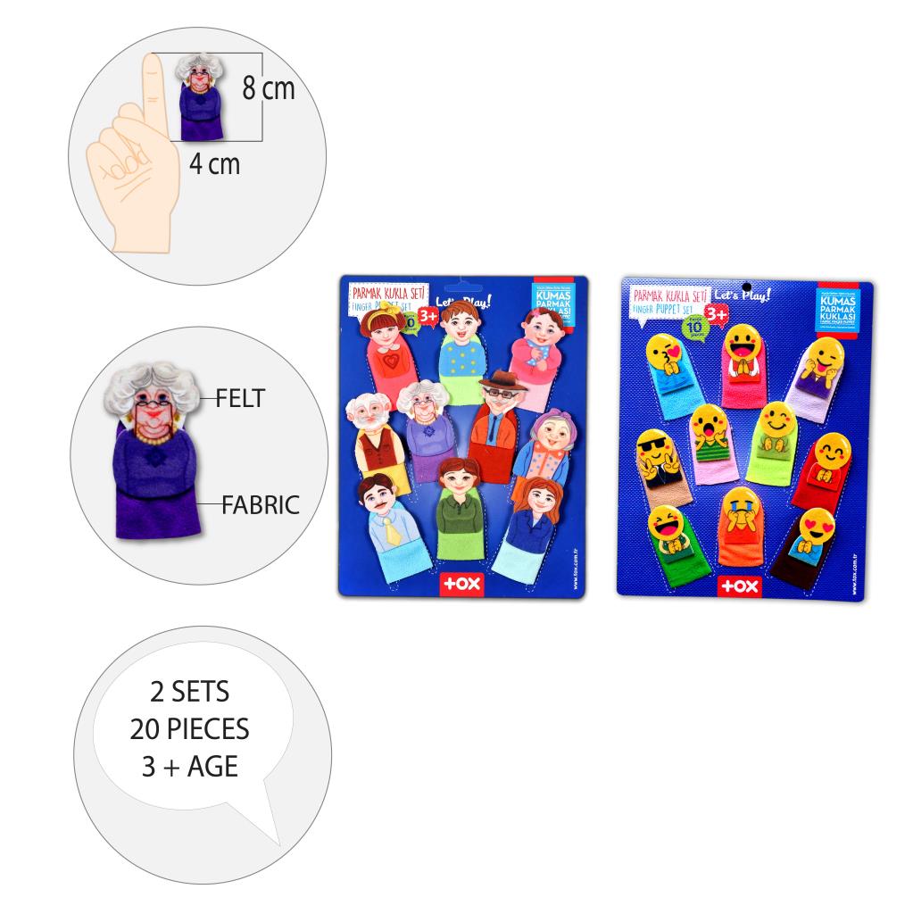 2 Sets - 20 Pieces Emojis and Family Members Finger Puppet