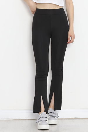 Flared Leggings Front Slit Leggings Black