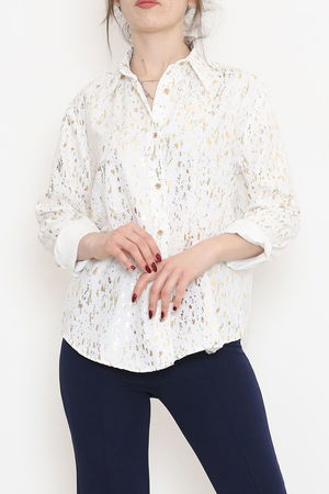 Patterned Foil Shirt Whitegold