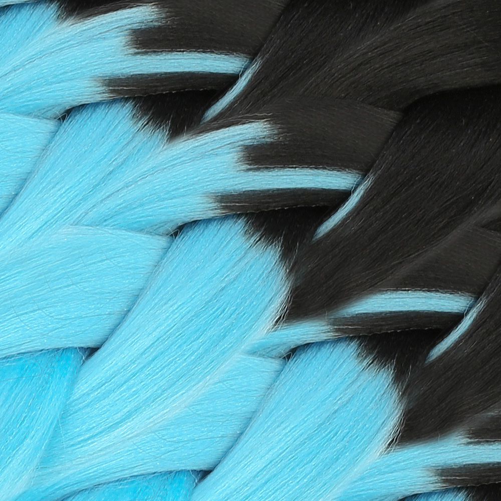 Afro Braiding Synthetic Color Transition Hair 100 Gr. / Black / Light Blue