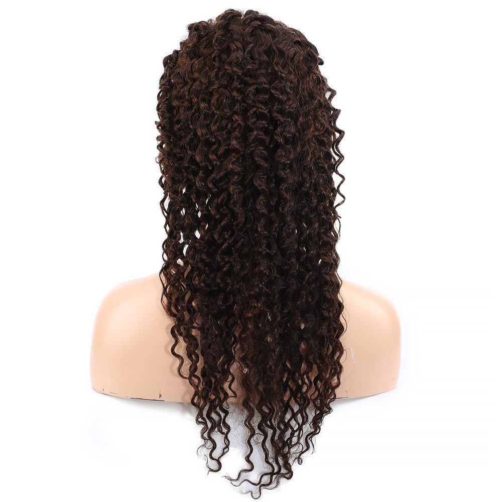 Afro Wave Front Lace Real Hair Tulle Wig / Dark Brown / 60/65cm