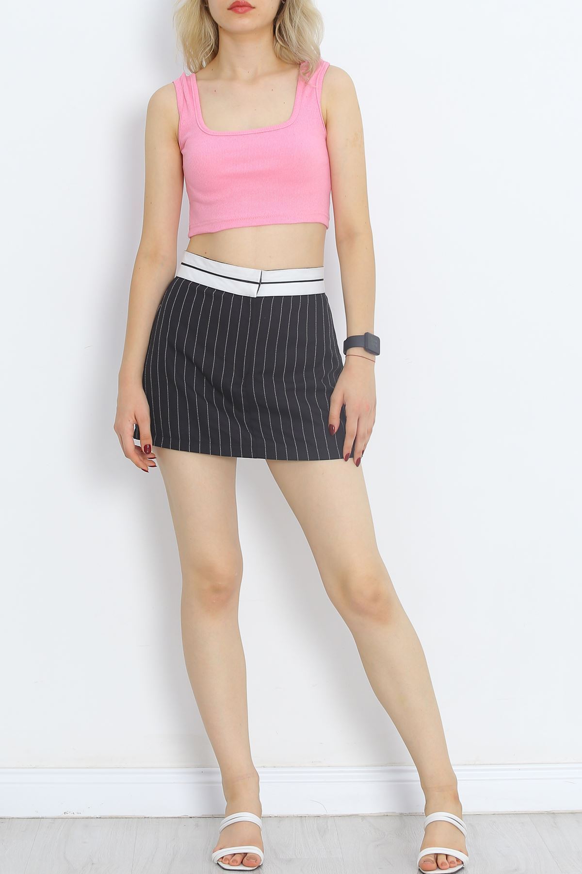 Thick Strap Crop Tank Pink