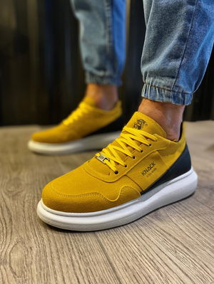 High Sole Casual Suede Shoes Yellow