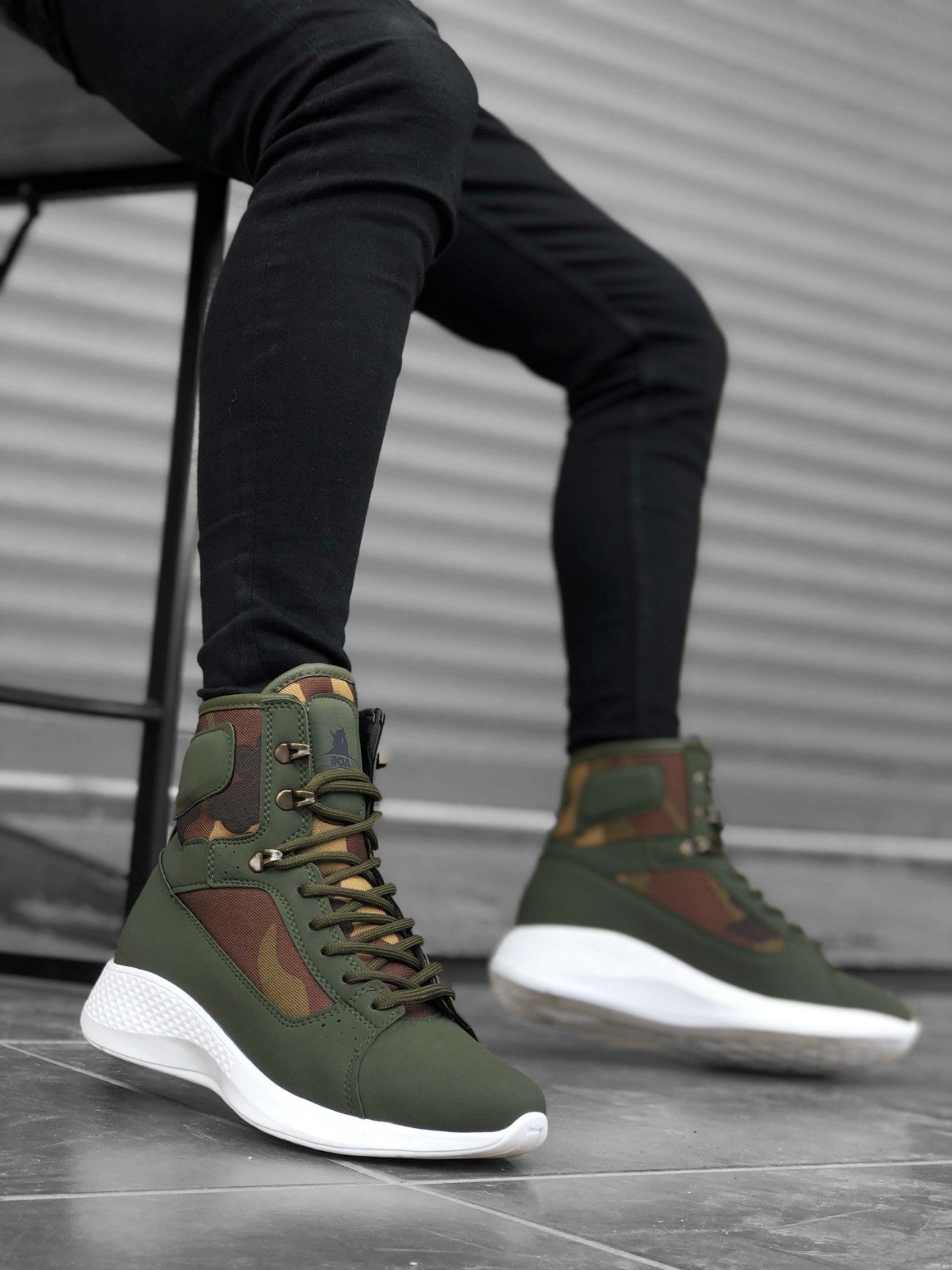 Lace-up Khaki Camouflage Short Boxer Unisex Sport Boots