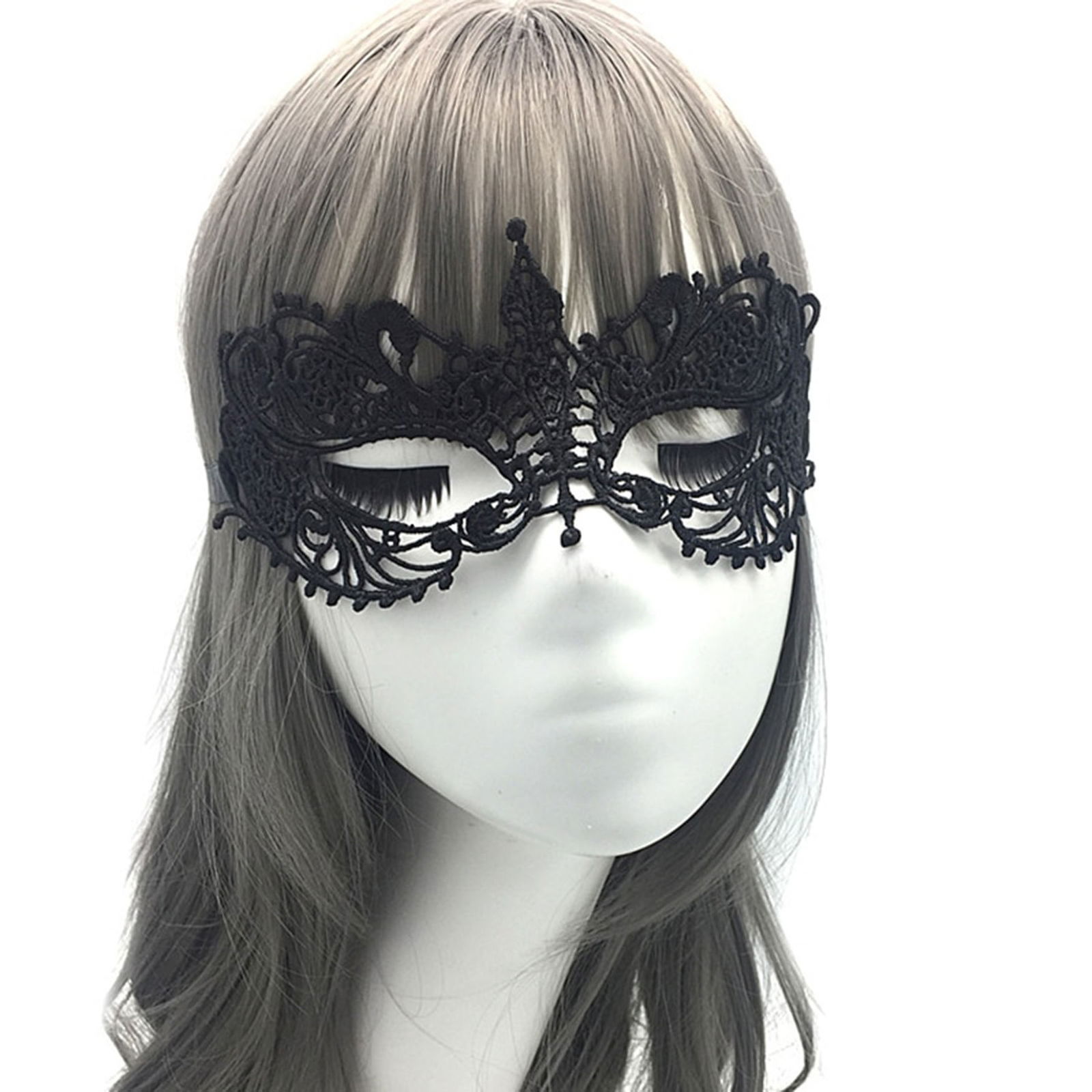 Black Color Center Pointed Model Lace Party Prom Mask 3 No